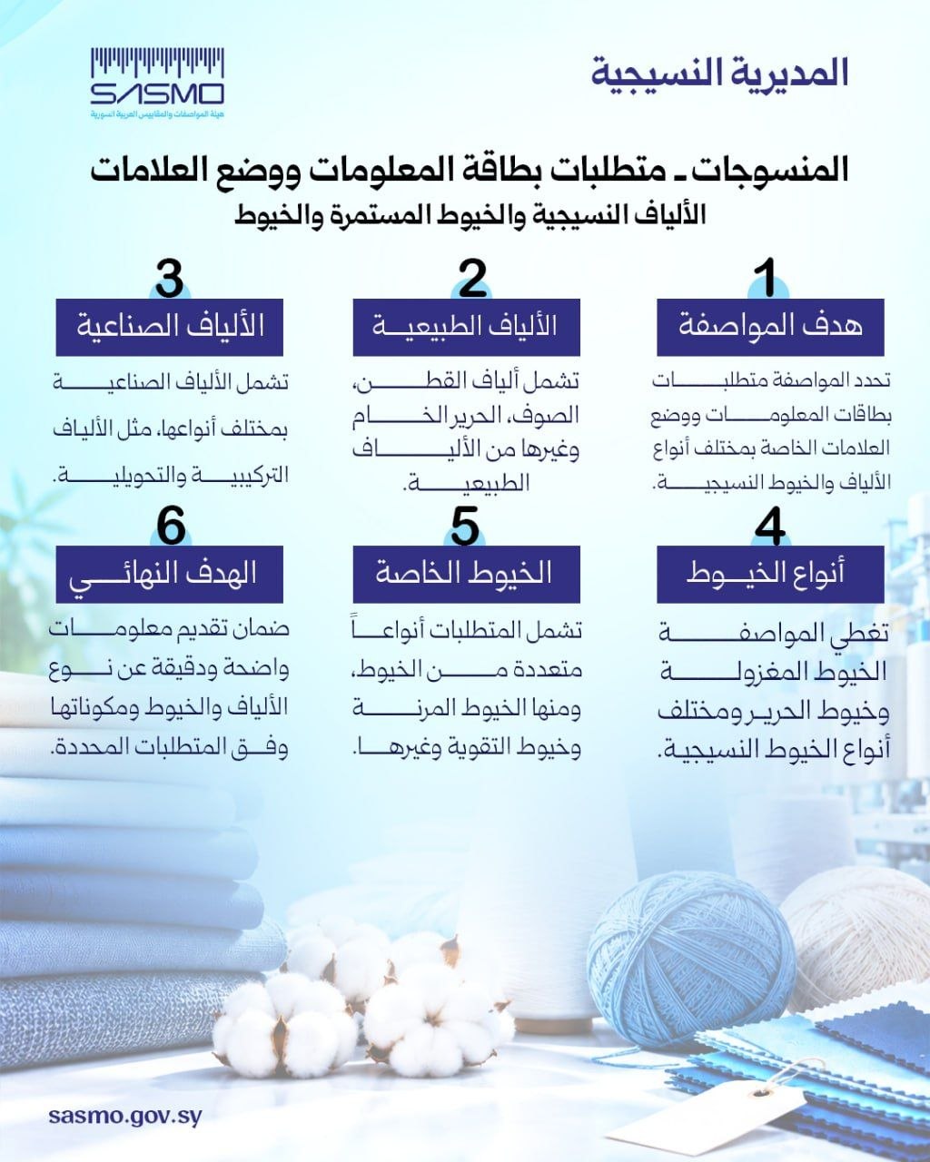 المنسوجات- متطلبات بطاقة المعلومات